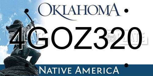 4GOZ320 Oklahoma License Plate
