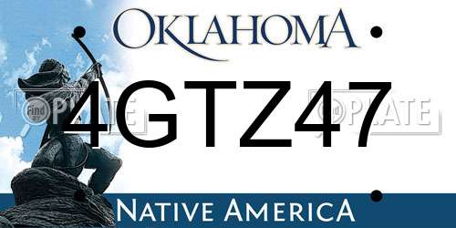 4GTZ47 Oklahoma License Plate