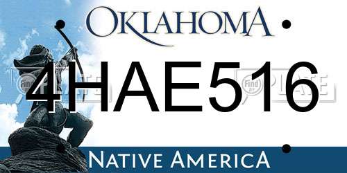 4HAE516 Oklahoma License Plate