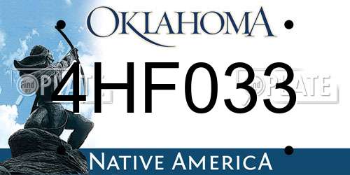 4HF033 Oklahoma License Plate