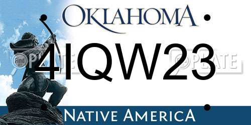 4IQW23 Oklahoma License Plate
