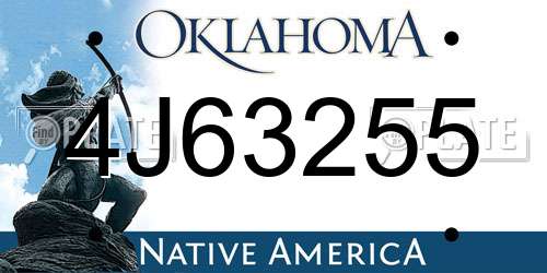 4J63255 Oklahoma License Plate