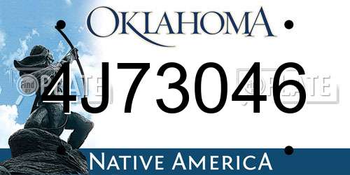 4J73046 Oklahoma License Plate