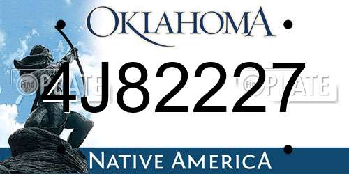 4J82227 Oklahoma License Plate