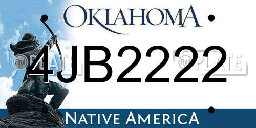 4JB2222 Oklahoma License Plate