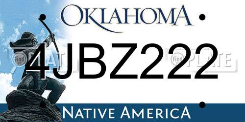 4JBZ222 Oklahoma License Plate