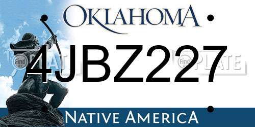 4JBZ227 Oklahoma License Plate