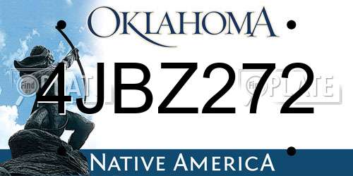 4JBZ272 Oklahoma License Plate