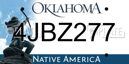 4JBZ277 Oklahoma License Plate