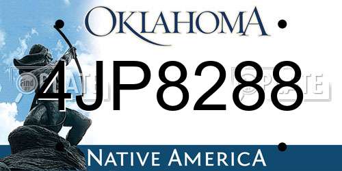 4JP8288 Oklahoma License Plate