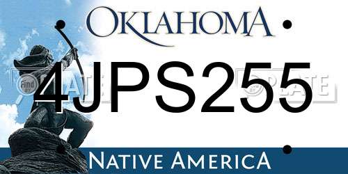 4JPS255 Oklahoma License Plate
