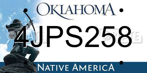4JPS258 Oklahoma License Plate