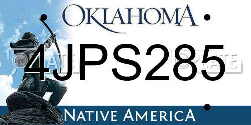 4JPS285 Oklahoma License Plate