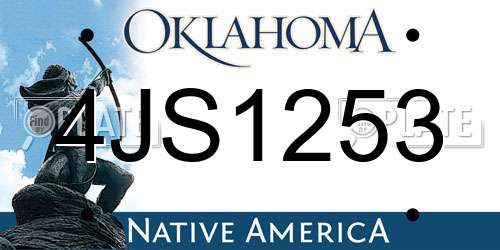 4JS1253 Oklahoma License Plate
