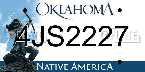 4JS2227 Oklahoma License Plate