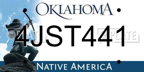 4JST441 Oklahoma License Plate