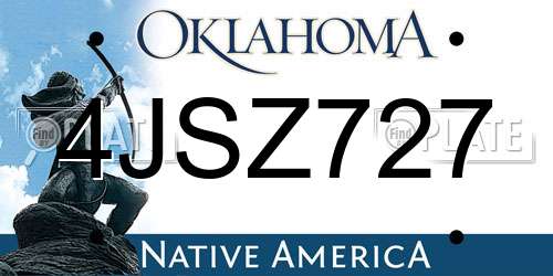 4JSZ727 Oklahoma License Plate