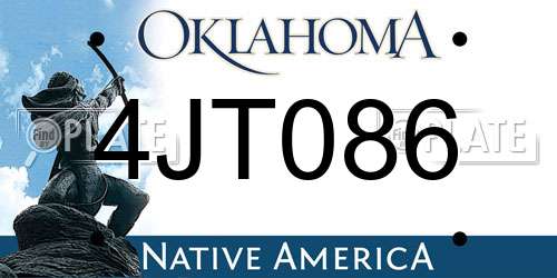 4JT086 Oklahoma License Plate