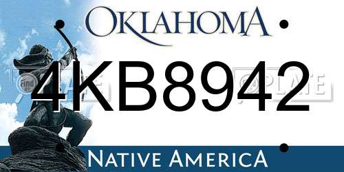 4KB8942 Oklahoma License Plate