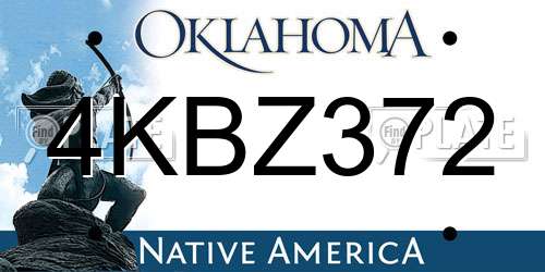 4KBZ372 Oklahoma License Plate