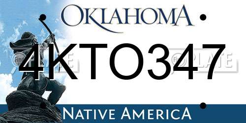 4KTO347 Oklahoma License Plate