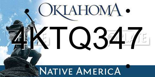 4KTQ347 Oklahoma License Plate