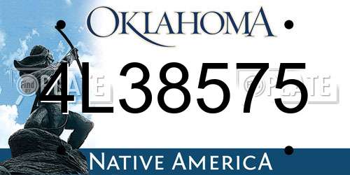 4L38575 Oklahoma License Plate