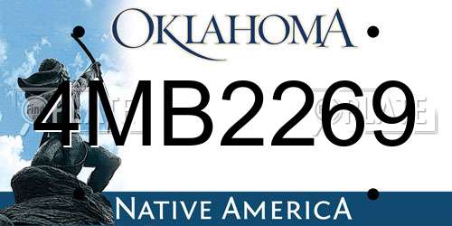 4MB2269 Oklahoma License Plate