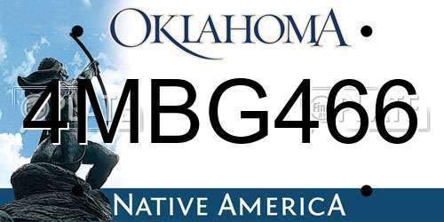 4MBG466 Oklahoma License Plate