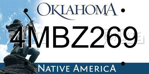 4MBZ269 Oklahoma License Plate