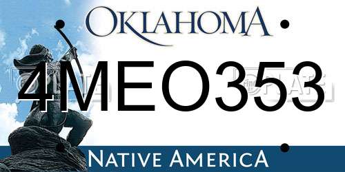 4MEO353 Oklahoma License Plate