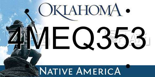 4MEQ353 Oklahoma License Plate