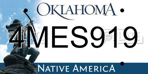 4MES919 Oklahoma License Plate