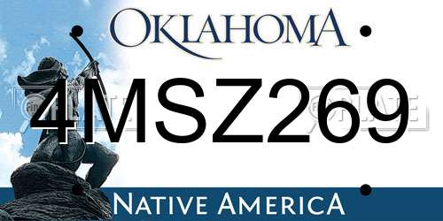 4MSZ269 Oklahoma License Plate