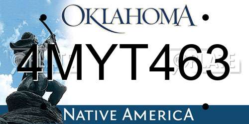 4MYT463 Oklahoma License Plate