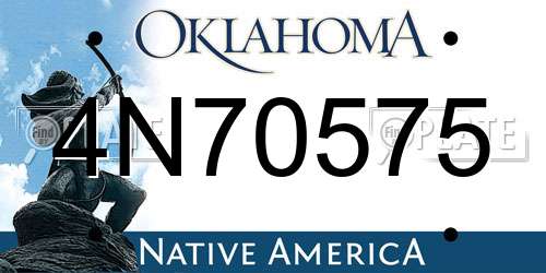 4N70575 Oklahoma License Plate
