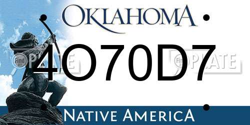 4O70D7 Oklahoma License Plate