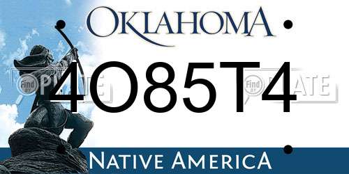 4O85T4 Oklahoma License Plate