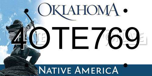 4OTE769 Oklahoma License Plate