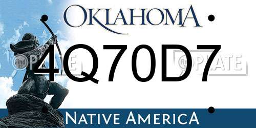 4Q70D7 Oklahoma License Plate
