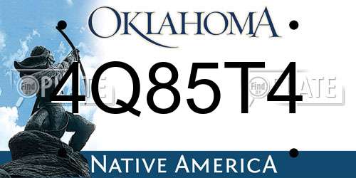 4Q85T4 Oklahoma License Plate