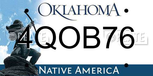 4QOB76 Oklahoma License Plate