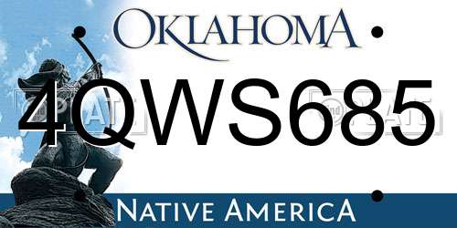 4QWS685 Oklahoma License Plate