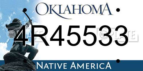 4R45533 Oklahoma License Plate
