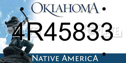 4R45833 Oklahoma License Plate