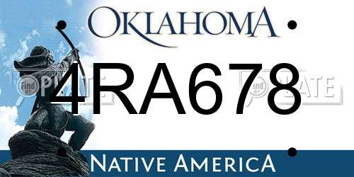 4RA678 Oklahoma License Plate