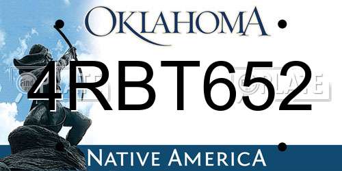 4RBT652 Oklahoma License Plate