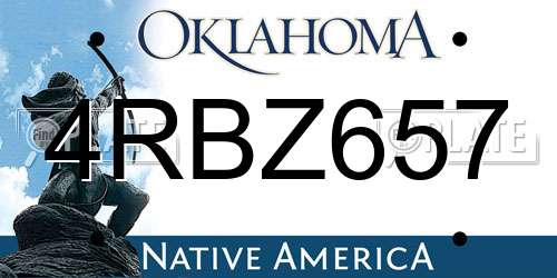 4RBZ657 Oklahoma License Plate