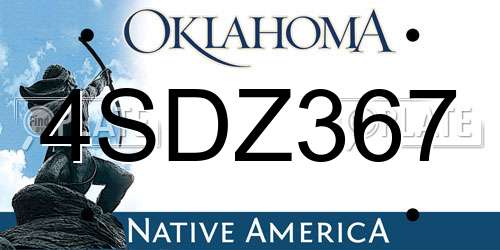 4SDZ367 Oklahoma License Plate