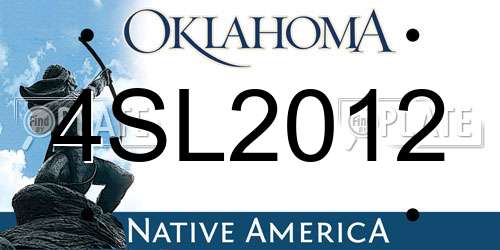 4SL2012 Oklahoma License Plate